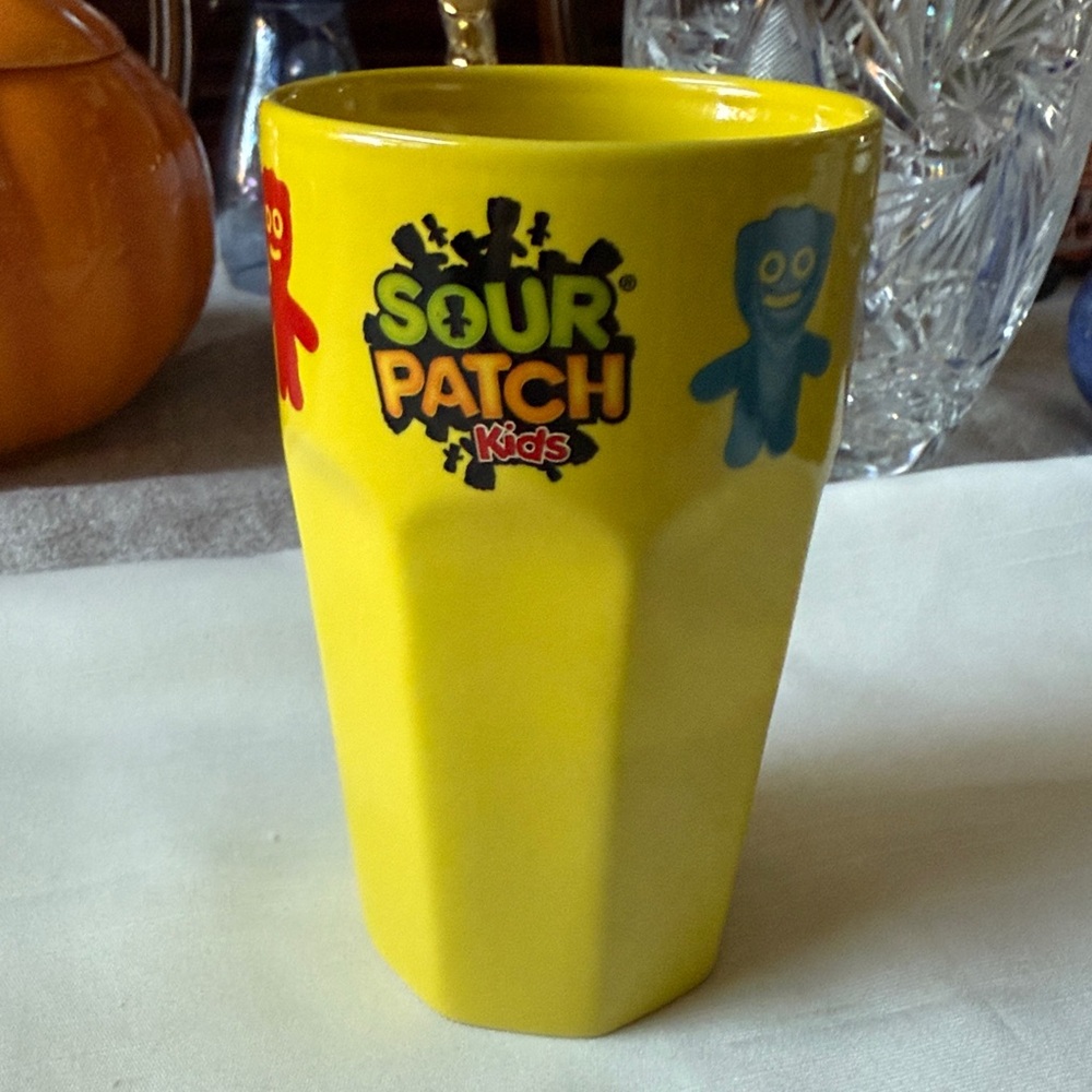 2023 Sour Patch Kids Candy Logo Design Yellow Ceramic Collectible Tumbler 10oz